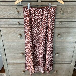 Abercrombie & Fitch Red Floral Midi A-Line Skirt
